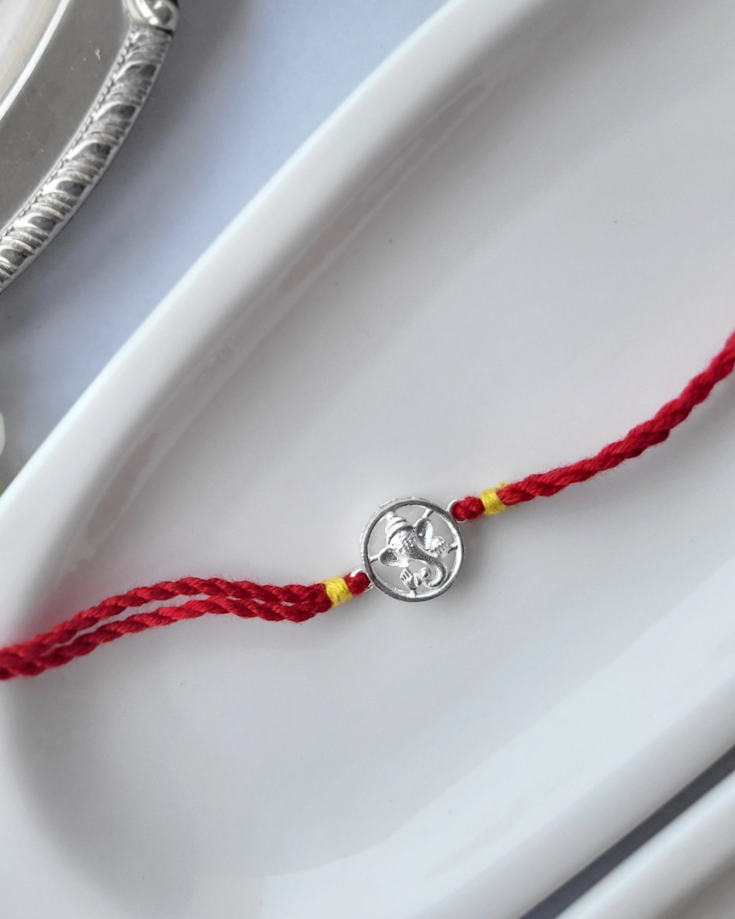 Silver Motif Ganesha Rakhi