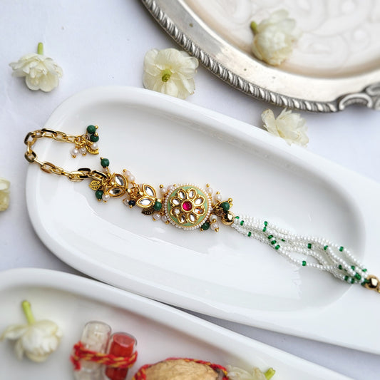 Jadau in Mint Green Bhabhi Rakhi