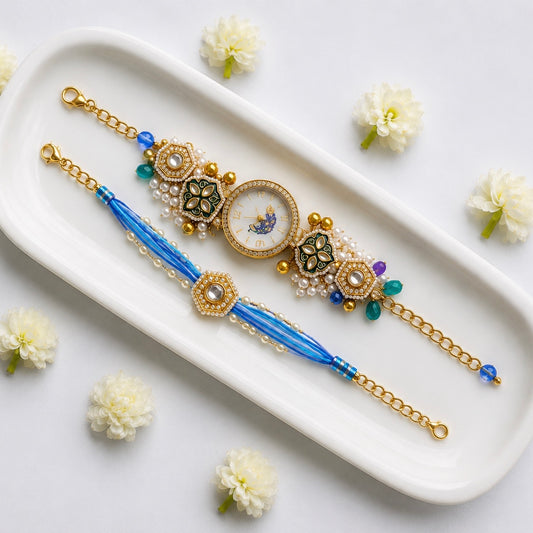 Meenakari Watch Rakhi for Bhabhi