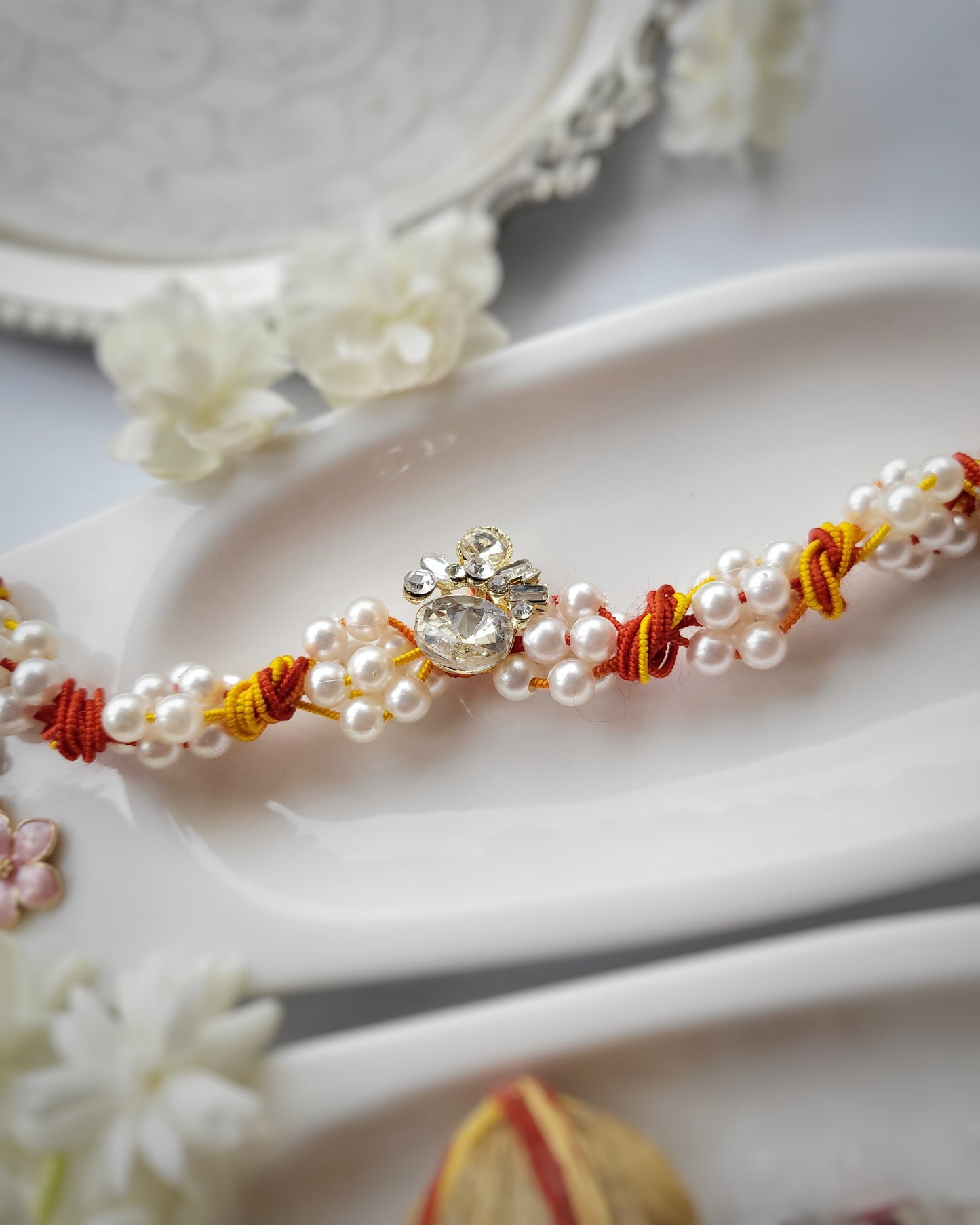 American Diamond with Pearls Rakhi