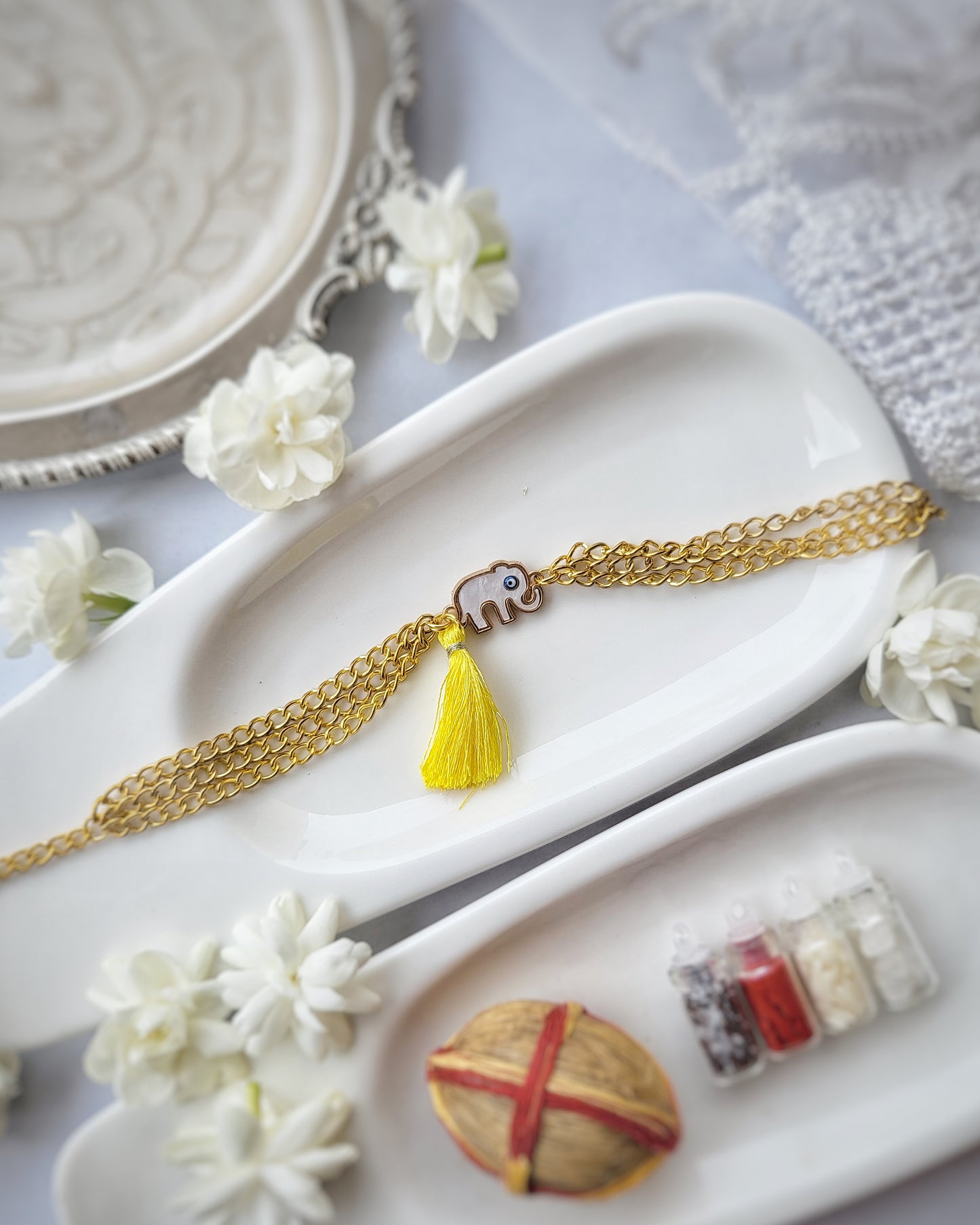 Tassel Elephant Yellow Rakhi