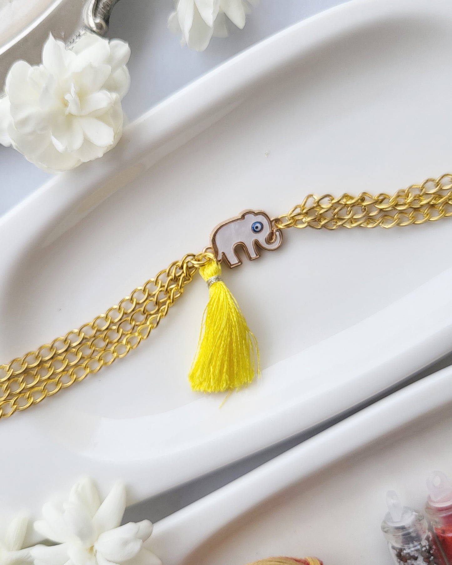 Tassel Elephant Yellow Rakhi