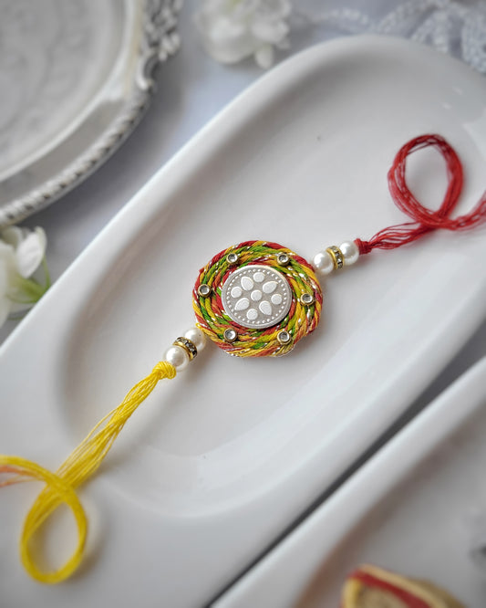 Silver Lotus Rakhi