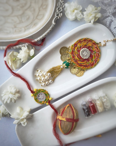 Silver Coin Mauli Lumba and Rakhi