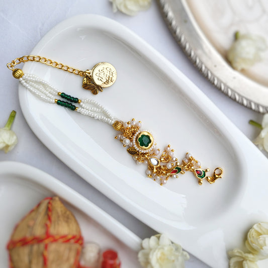 Emerald green Pearl Bracelet Bhabhi Rakhi