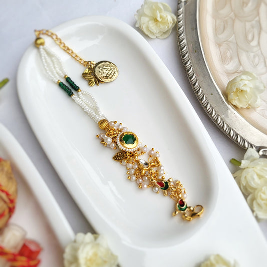 Emerald green Pearl Bracelet Bhabhi Rakhi