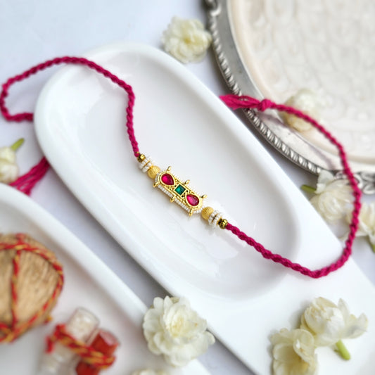 Gulaabi Tilak Kundan Bhai rakhi