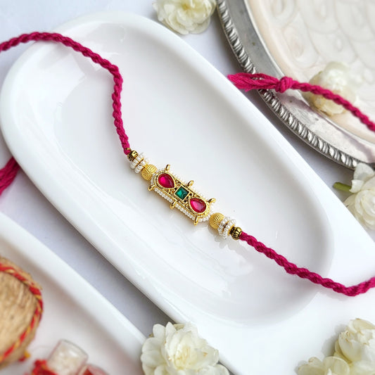 Gulaabi Tilak Kundan Bhai rakhi