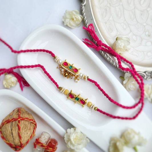 Gulaabi Tilak Kundan Bhabhi rakhi