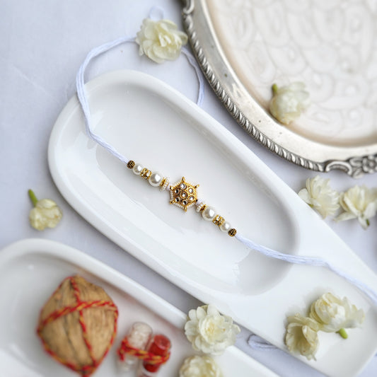 White Jadau Bhai Rakhi