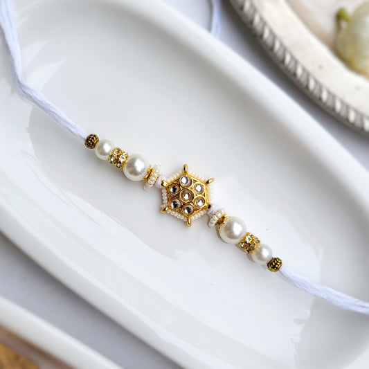 White Jadau Bhai Rakhi