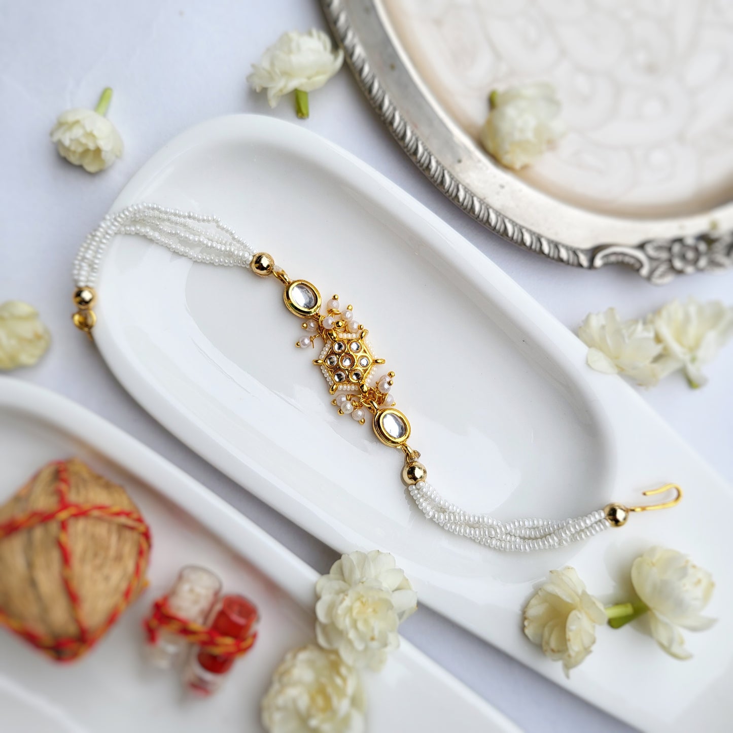 White Jadau Bhabhi Rakhi
