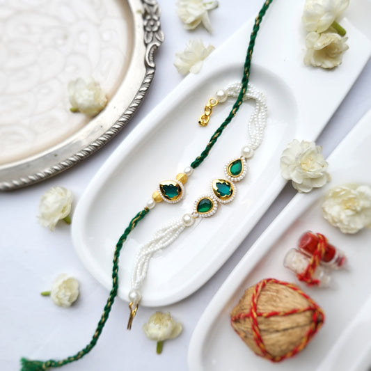 Emerald Green Tilak Bhai Rakhi