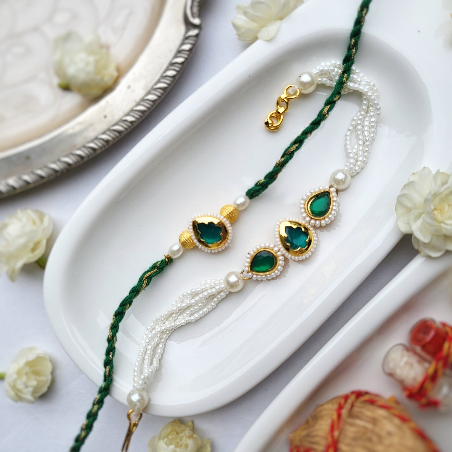 Emerald Green Tilak Bhabhi Rakhi