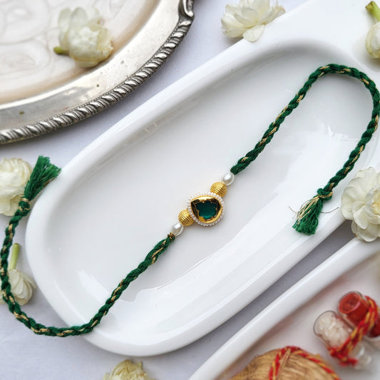 Emerald Green Tilak Bhai Rakhi