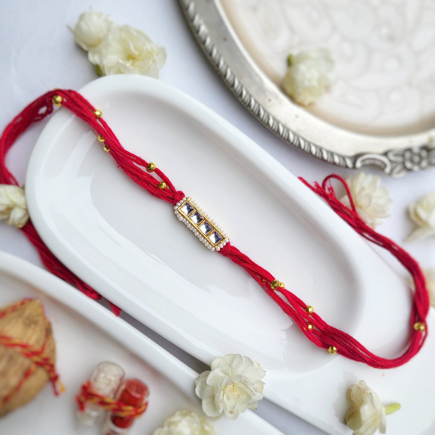 Red Kundan Bhai Rakhi