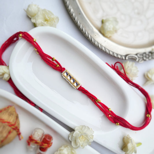 Red Kundan Bhai Rakhi