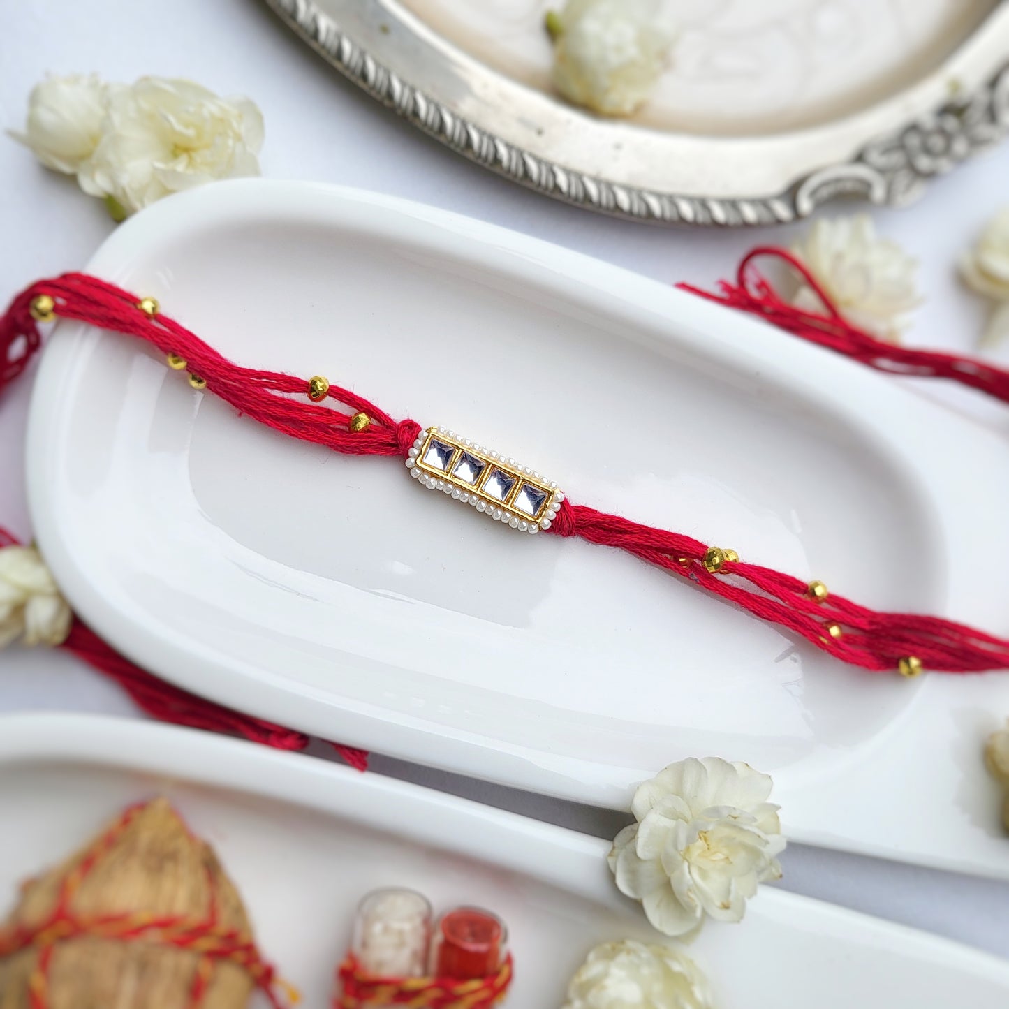 Red Kundan Bhai Rakhi