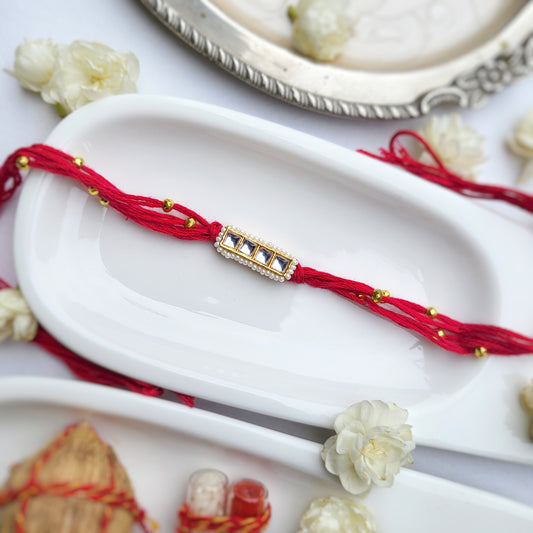 Red Kundan Bhai Rakhi