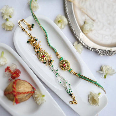 Jadau in Mint Green Bhai Rakhi