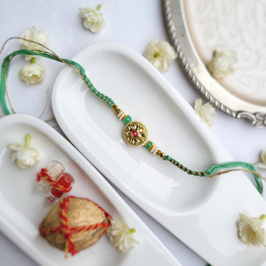 Jadau in Mint Green Bhai Rakhi