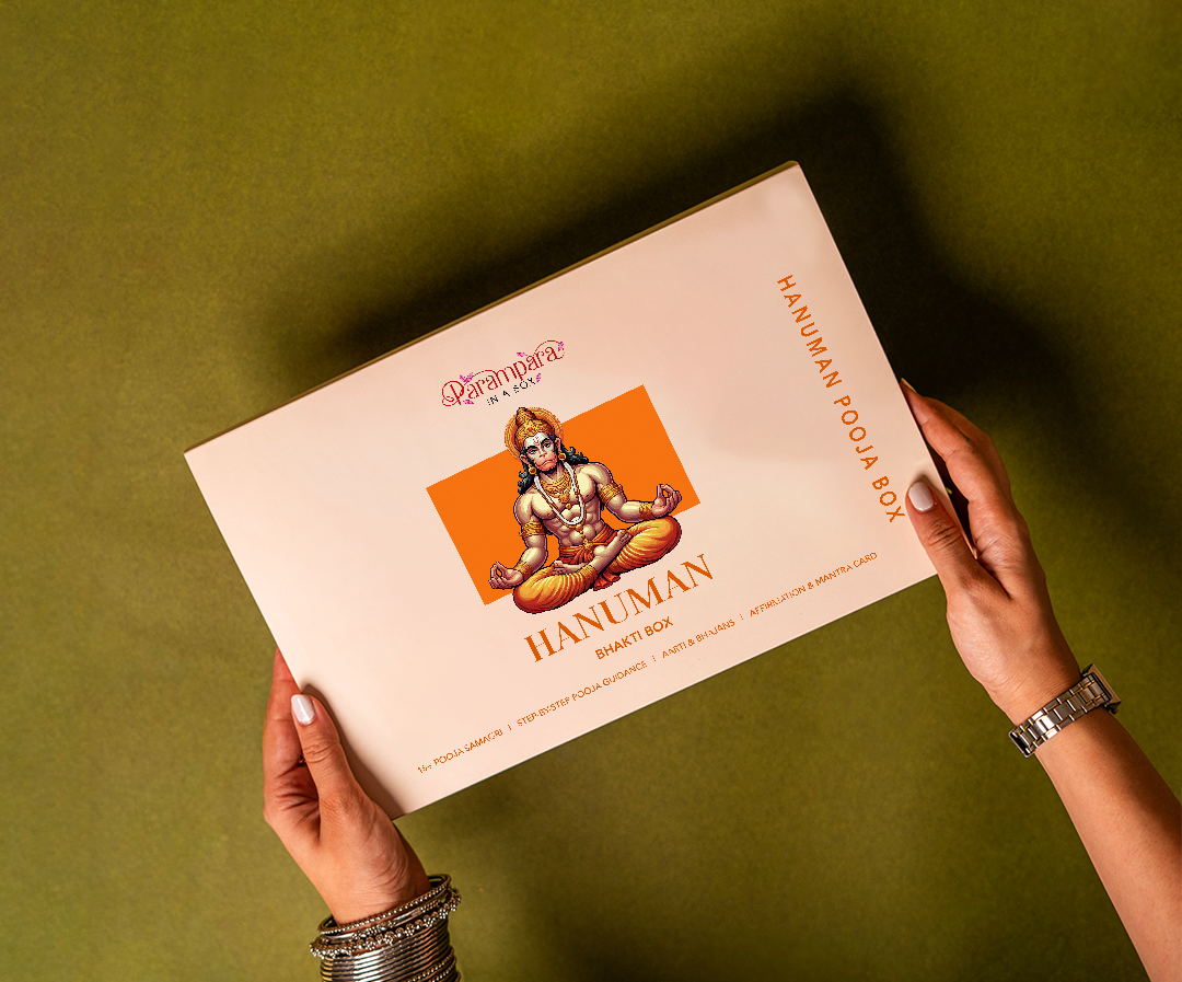 parampara in a box Hanuman Bhakti Pooja Gft Box in Hand
