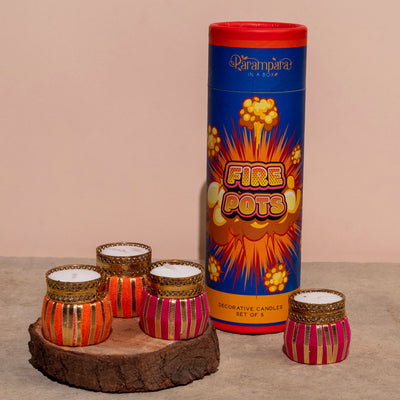 classic fire pots with tea light candles in premium packaging
