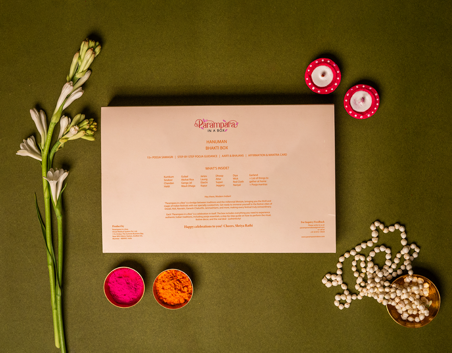 parampara in a box Hanuman Bhakti Pooja Kit back side